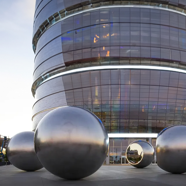 Contemporary Outdoor Stainless Steel Sphere Sculpture