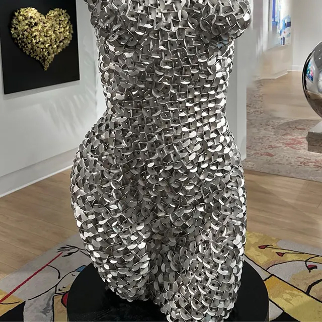 Contemporary Sculpture of Female Torso in stainless steel