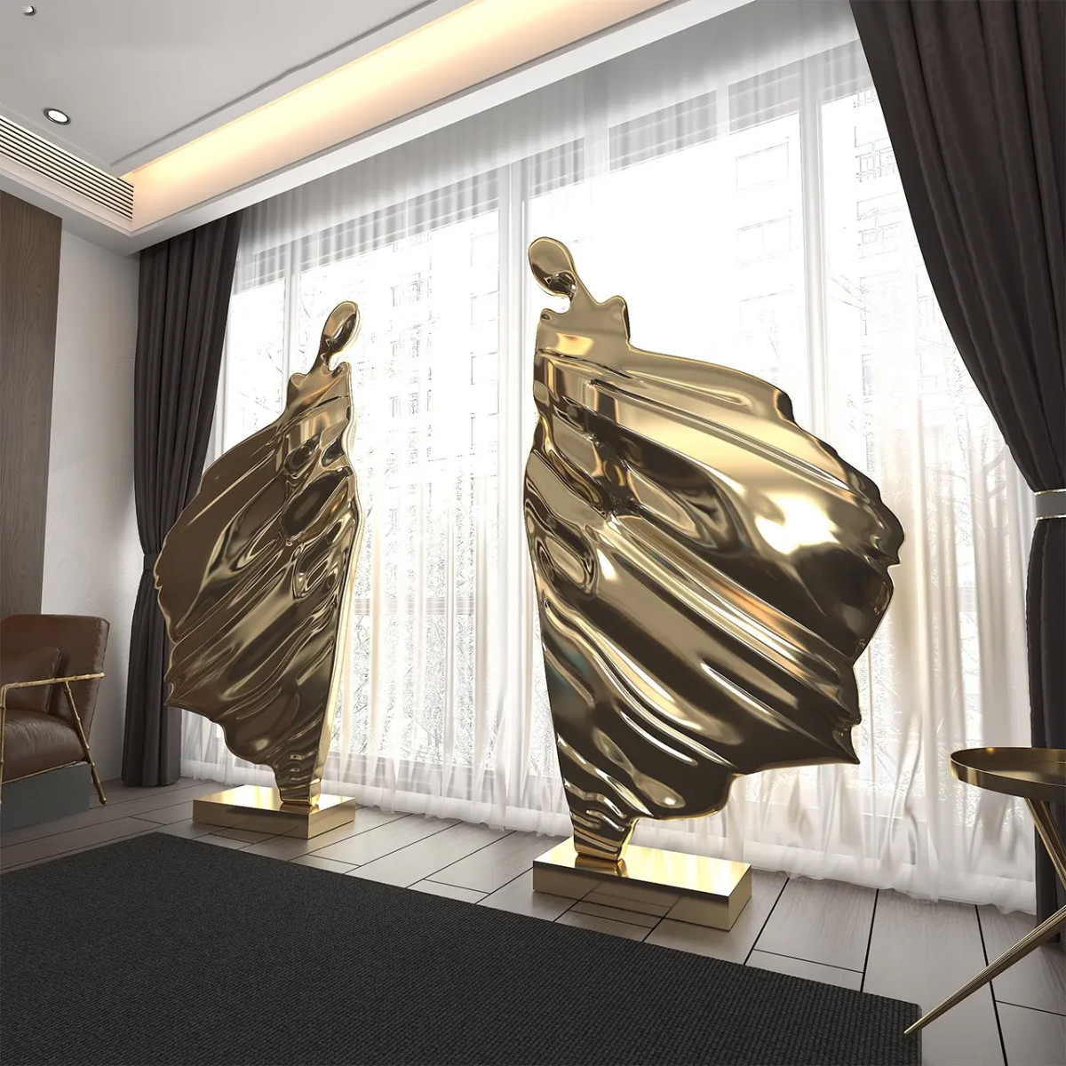 Contemporary stainless steel Sculpture Female Figure