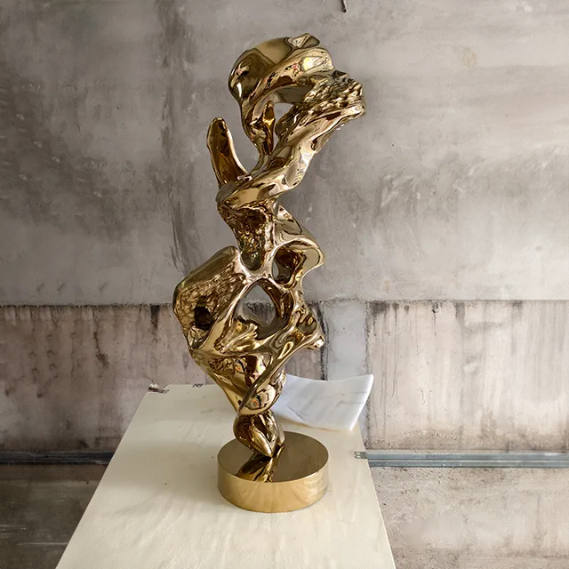 Electroplated stainless steel sculpture resembling Taihu stone
