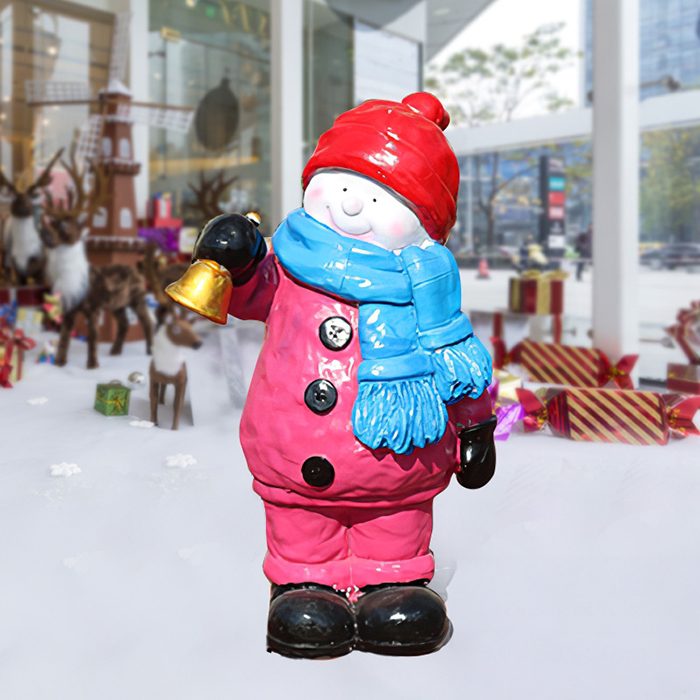 Fiberglass Christmas Kid Figurine holding a golden bell