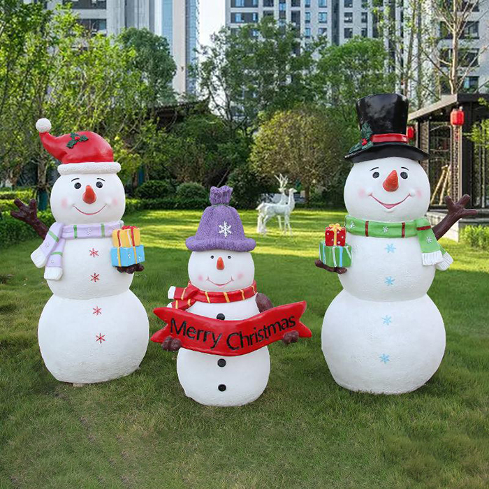 Fiberglass Lighted Snowman Yard Decoration group