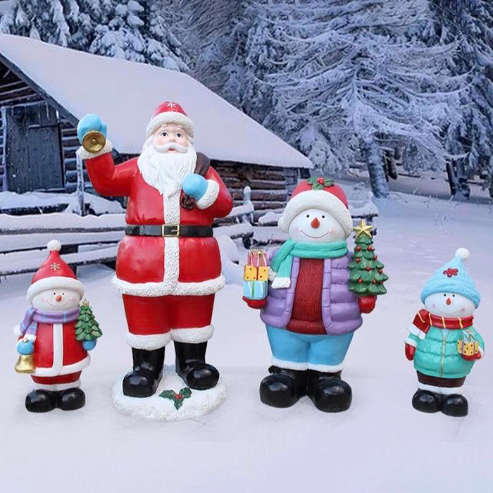 Fiberglass Outdoor Christmas Decorations featuring Santa Claus and snowmen