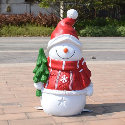 Fiberglass Outdoor Snowman Decorations for Sale wearing red sweater