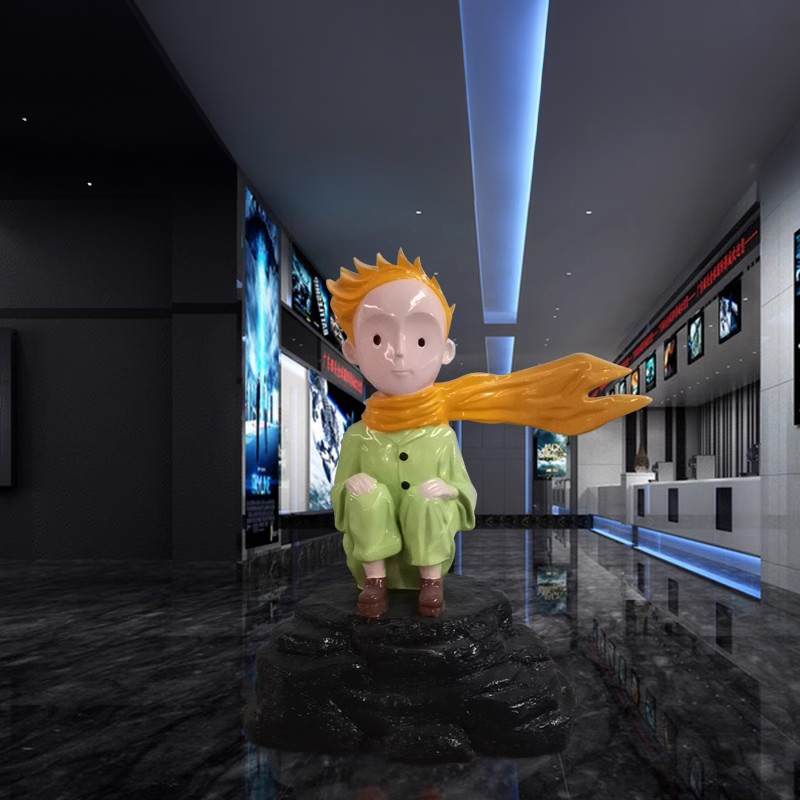 Fiberglass The Little Prince Sculpture front view in green outfit