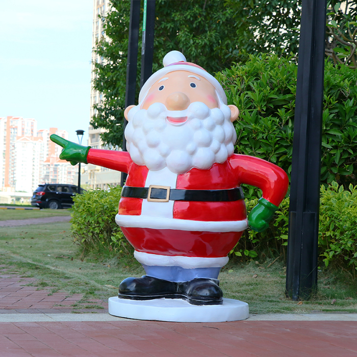 Funny fiberglass Santa Statue Decoration pointing forward
