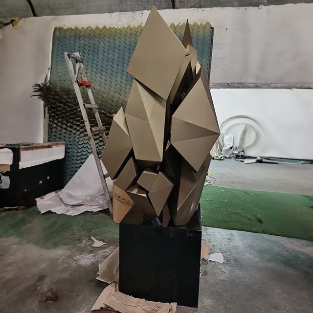 Geometric Art Sculpture made of stainless steel with angular facets