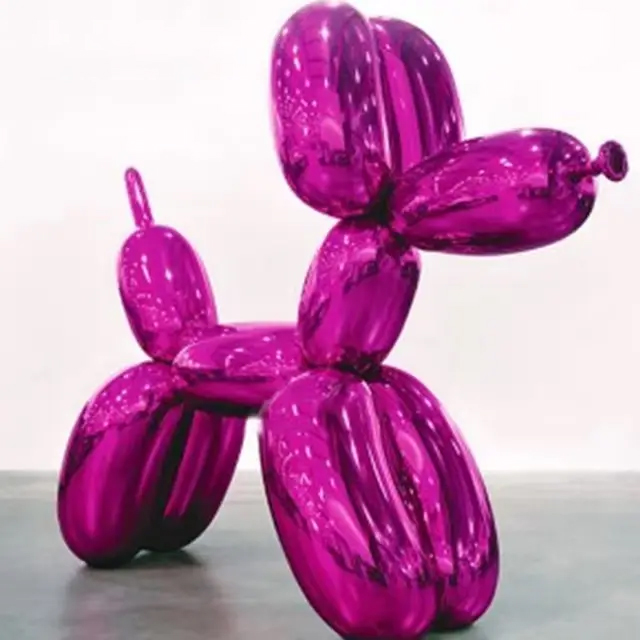 Glossy stainless steel Dog Balloon Animal Sculpture