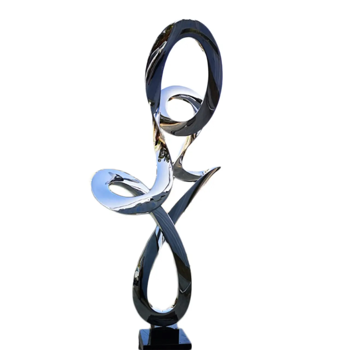 Large Ribbon Art Statue with flowing stainless steel curves