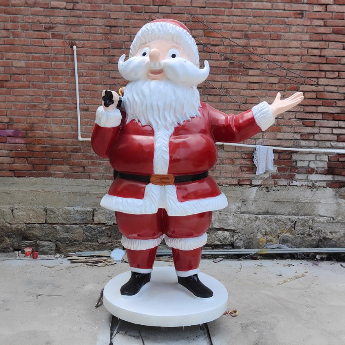 Large Santa Figurine made of fiberglass with open arms in red festive outfit