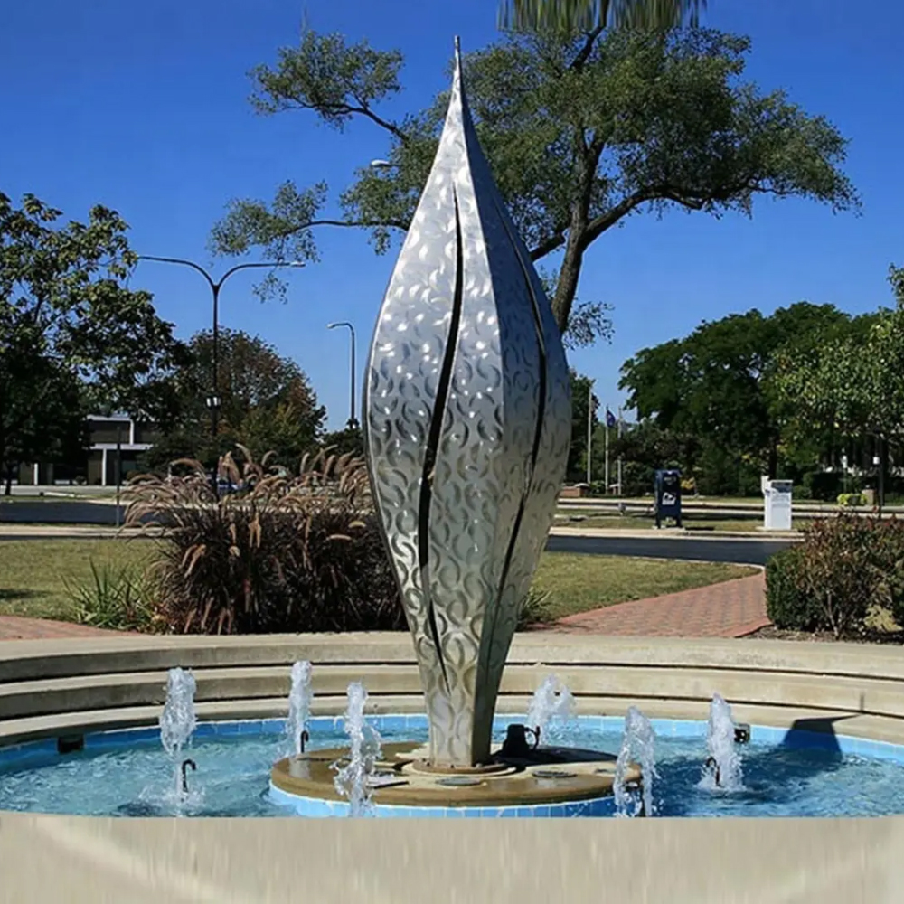 Large Stainless Steel Water Feature in the shape of a seed pod
