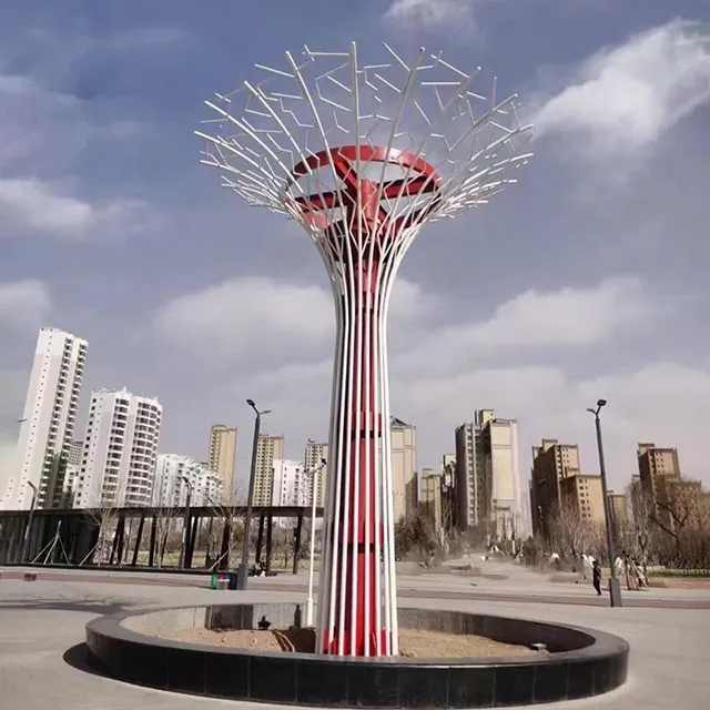 Large white and red stainless steel Metal Tree Sculptures for Sale