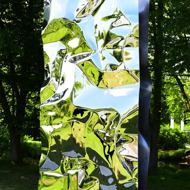 Mirror Art Sculpture with stainless steel folds
