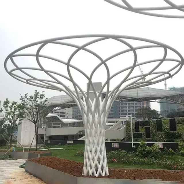 Modern Tree Sculpture made of white stainless steel