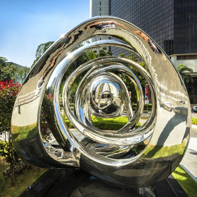 Modern stainless steel abstract sculpture