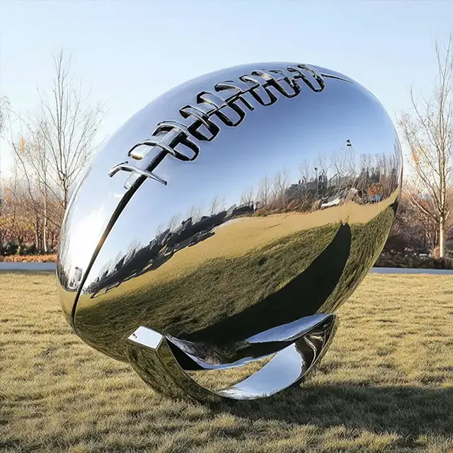 Modern stainless steel american football statue