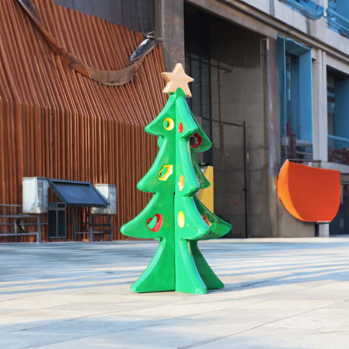 Outdoor Christmas Tree Sculpture with golden star