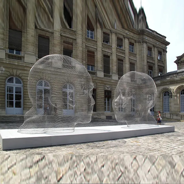 Outdoor Head Wire Sculpture of two female faces