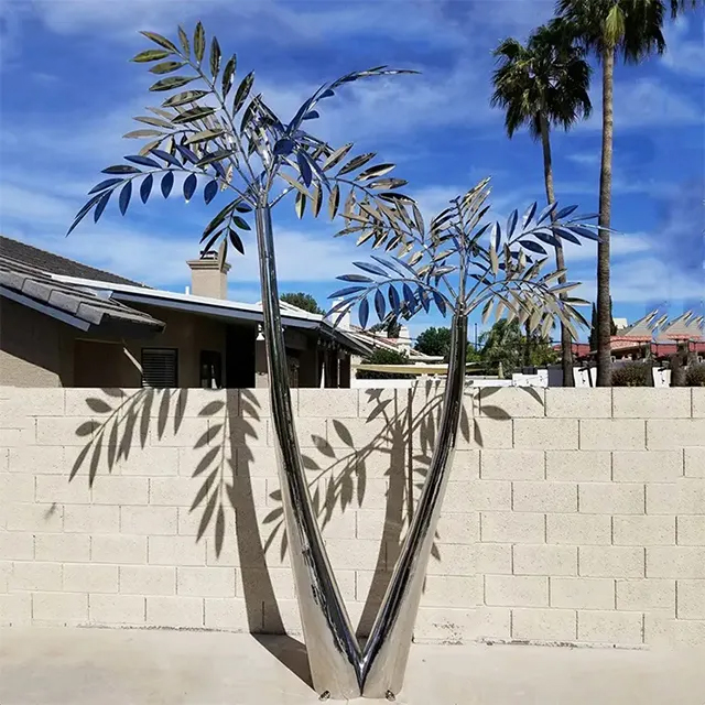 Outdoor Palm Tree Sculpture made of stainless steel