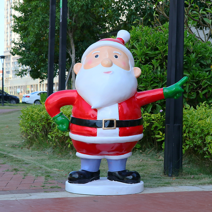 Outdoor fiberglass Santa Statue Decoration in classic red outfit