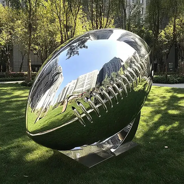 Outdoor stainless steel american football statue