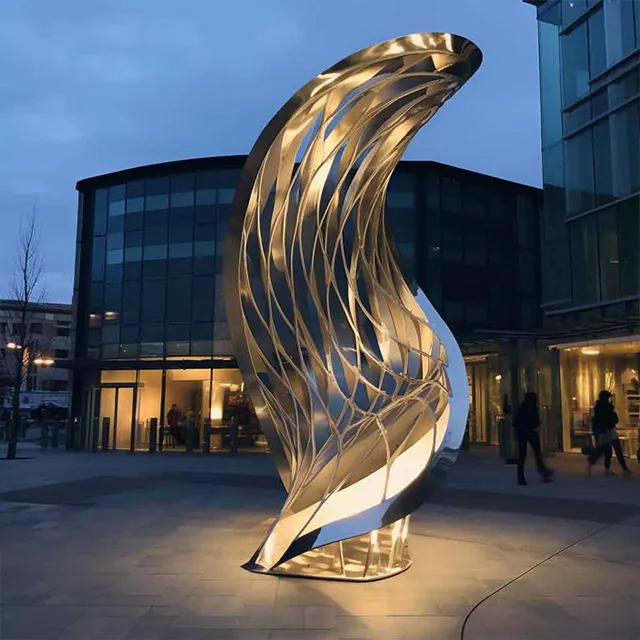 Polished Metal Ribbon Sculpture
