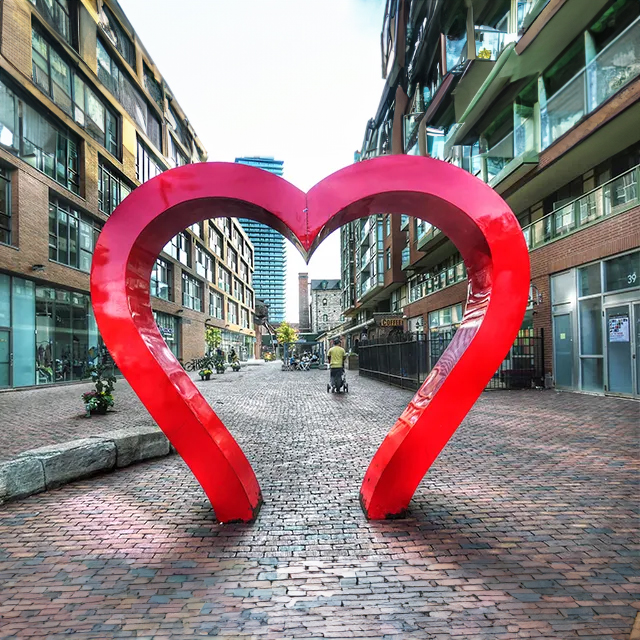 Red stainless steel Heart Art Sculpture