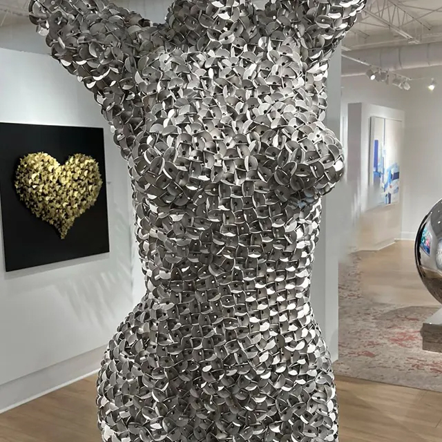 Sculpture of Female Torso crafted from stainless steel