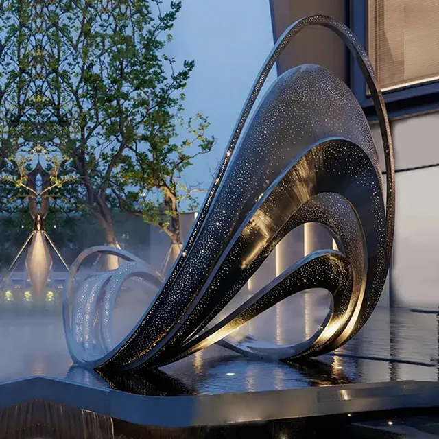 Stainless Steel Abstract Sculptures in flowing wave shape