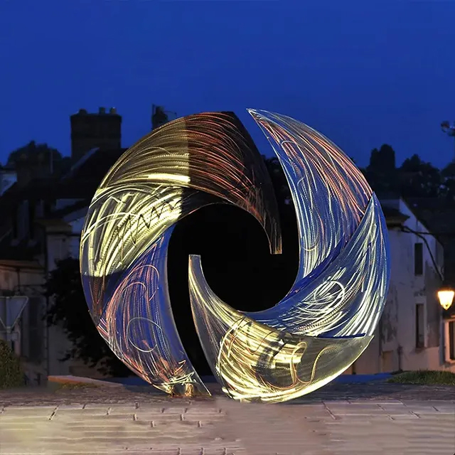 Stainless Steel Abstract Sculptures in six spiral panels forming a circular design