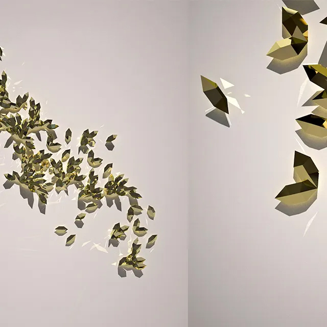 Stainless Steel Wall Sculpture in golden hue