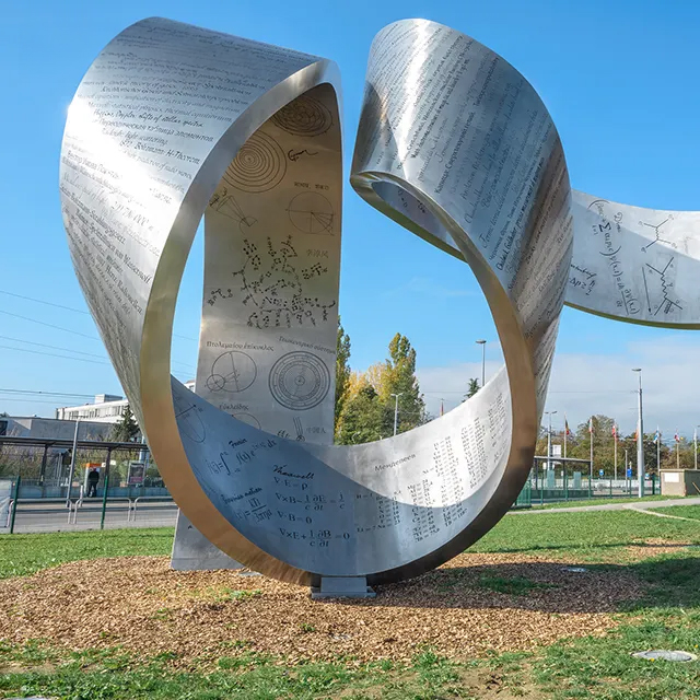 Stainless steel Knowledge Sculpture by Gayle Hermick