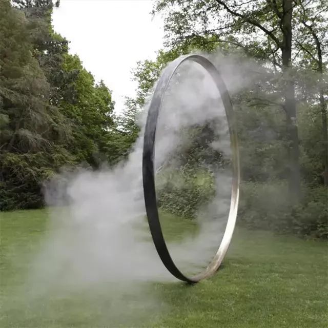 Stainless steel Large Round Water Feature releasing mist