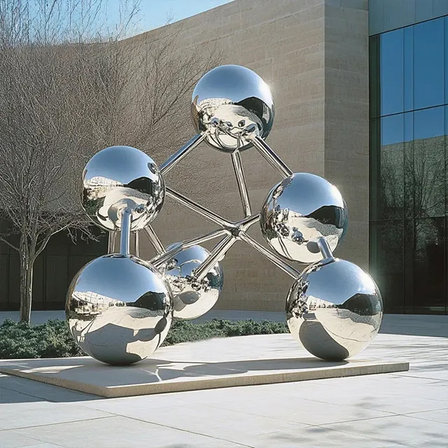 Stainless steel Metal Ball Garden Statue composed of multiple spheres