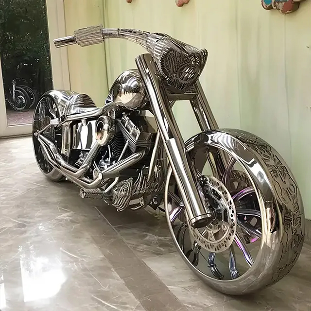 Stainless steel Motorcycle Garden Statue