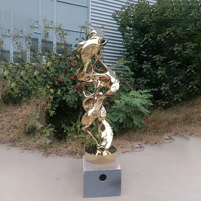 Stainless steel metal rock sculpture