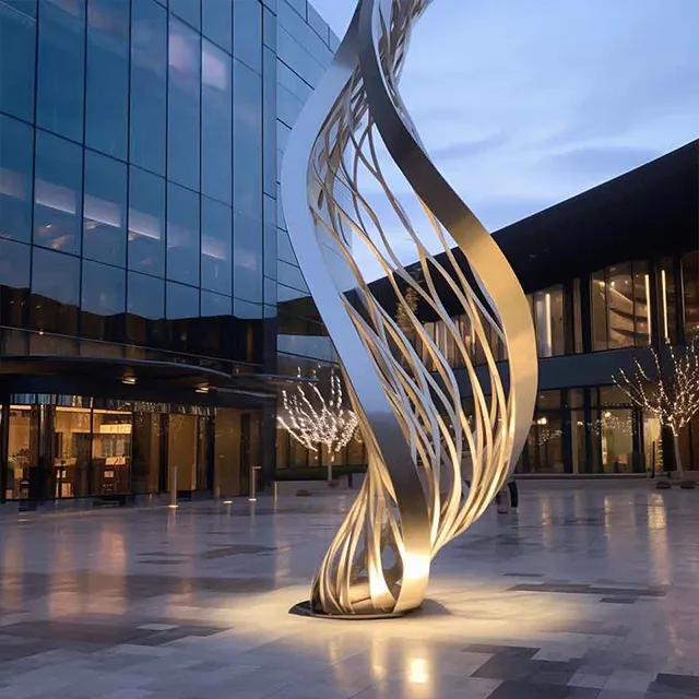 Twisting stainless steel Metal Ribbon Sculpture