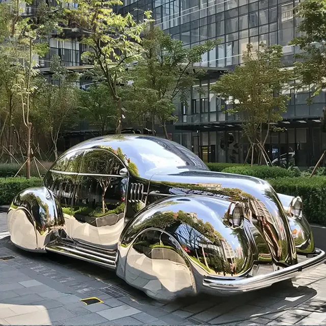 VW Beetle Sculpture features a sleek, retro-inspired design