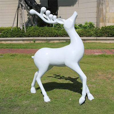 White reindeer fiberglass Outdoor Christmas Statues
