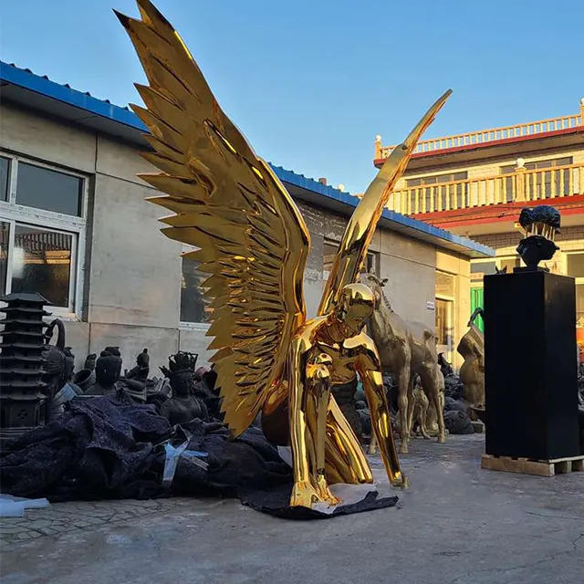 gold stainless steel angel statue