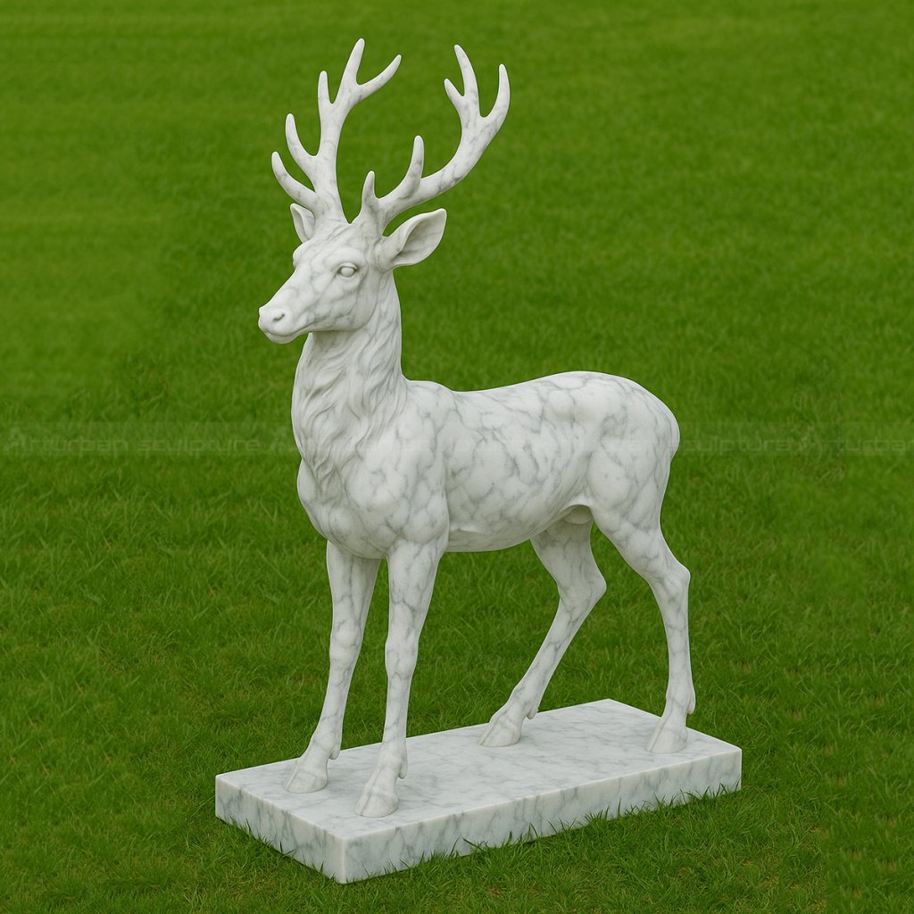 marble deer statue for yard