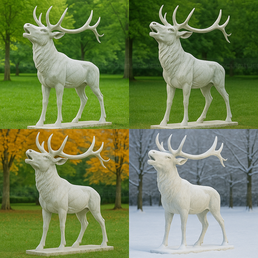 marble elk sculpture for yard in four seasons