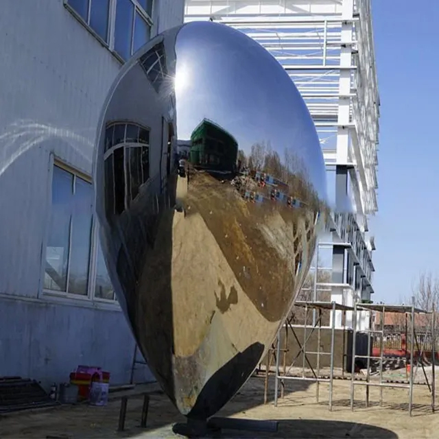 polished stainless steel Outdoor Heart Sculpture