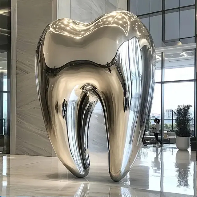 stainless steel Giant Tooth Sculpture in modern hall