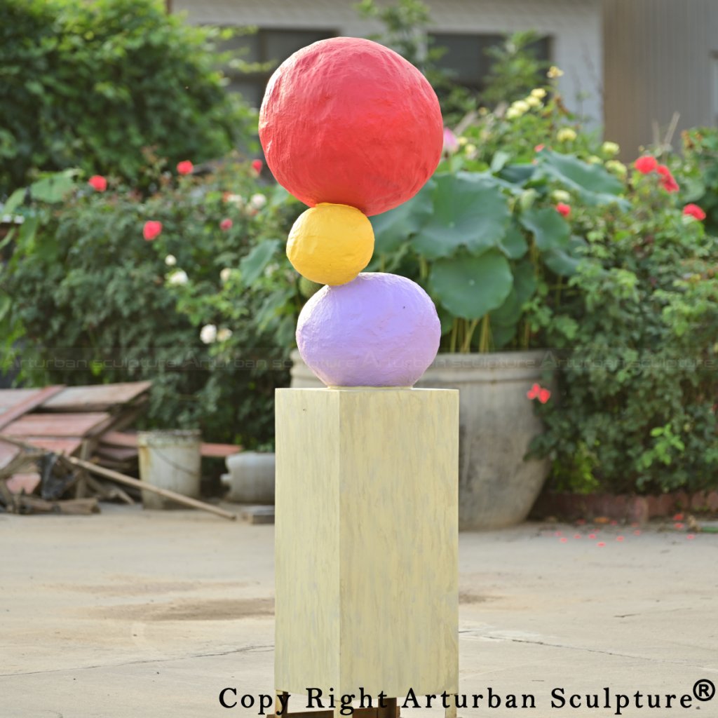 1-Contemporary bronze Annie Morris Sculpture with three stacked spheres