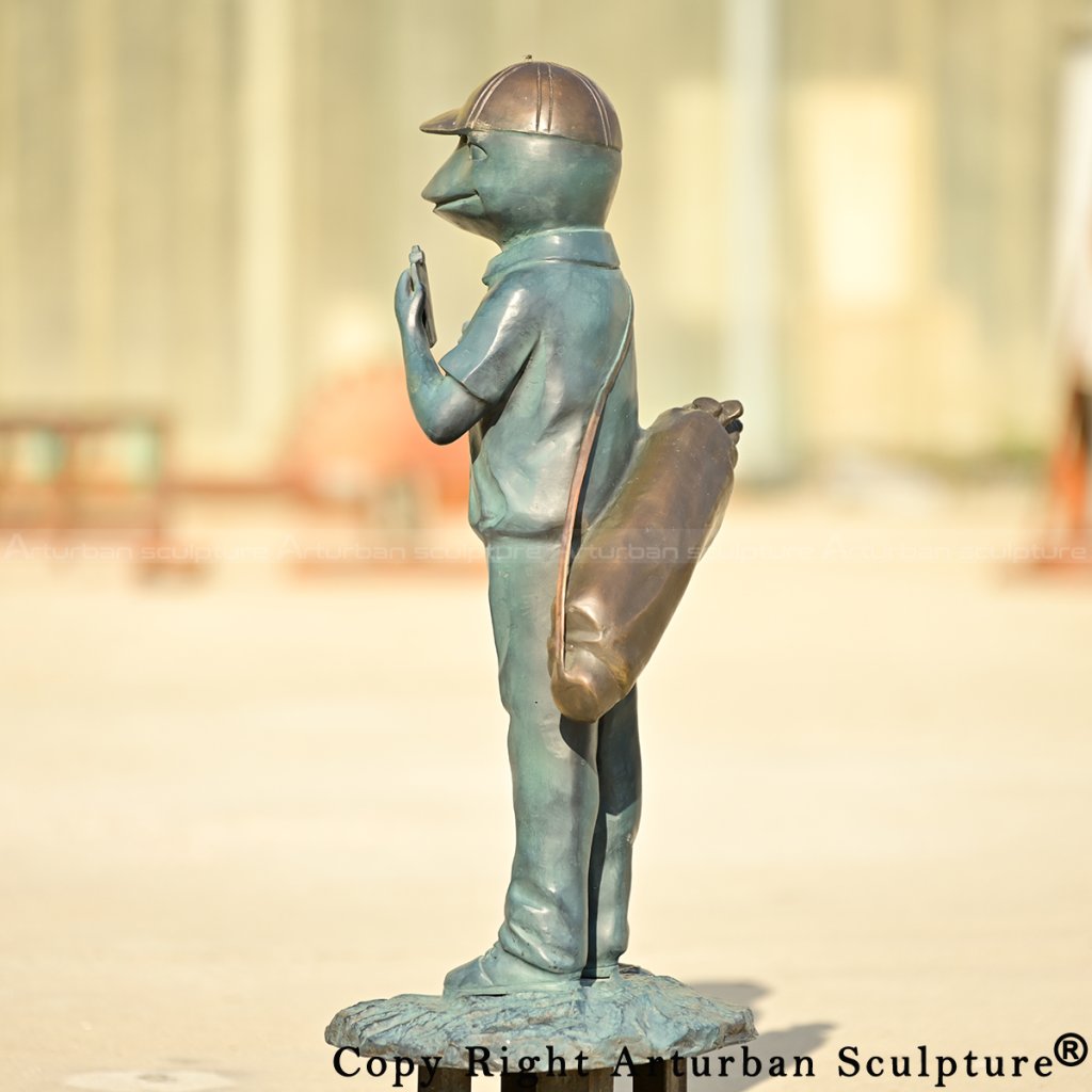 2-Bronze Frog caddy Statue