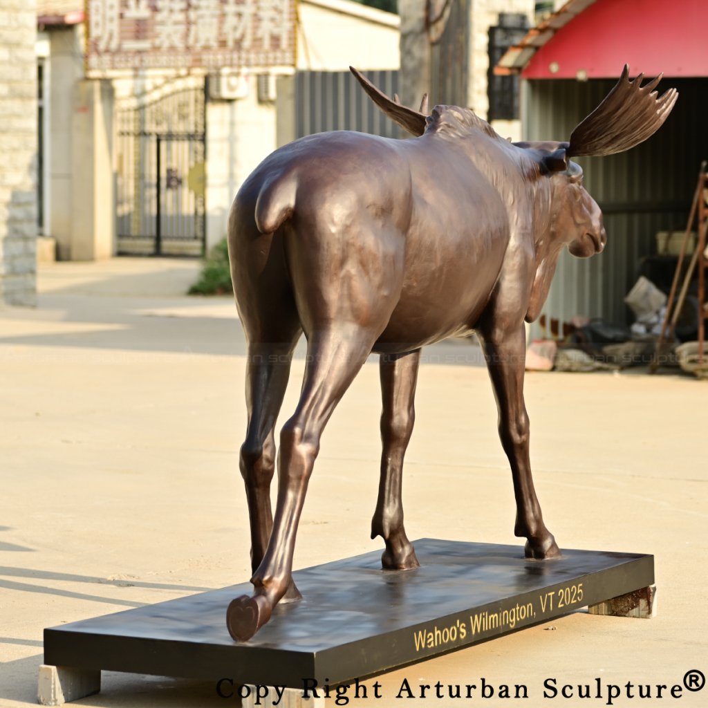 3-Back angle of bronze Moose Garden Statue