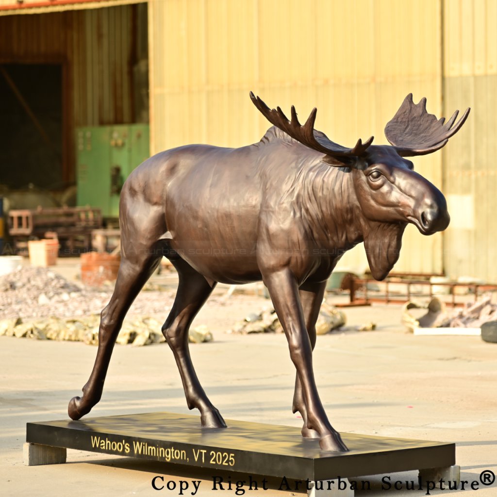 4-Bronze Moose Garden Sculpture with realistic body proportions