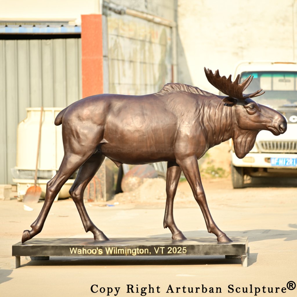 6-Side angle of bronze Moose Garden Sculpture