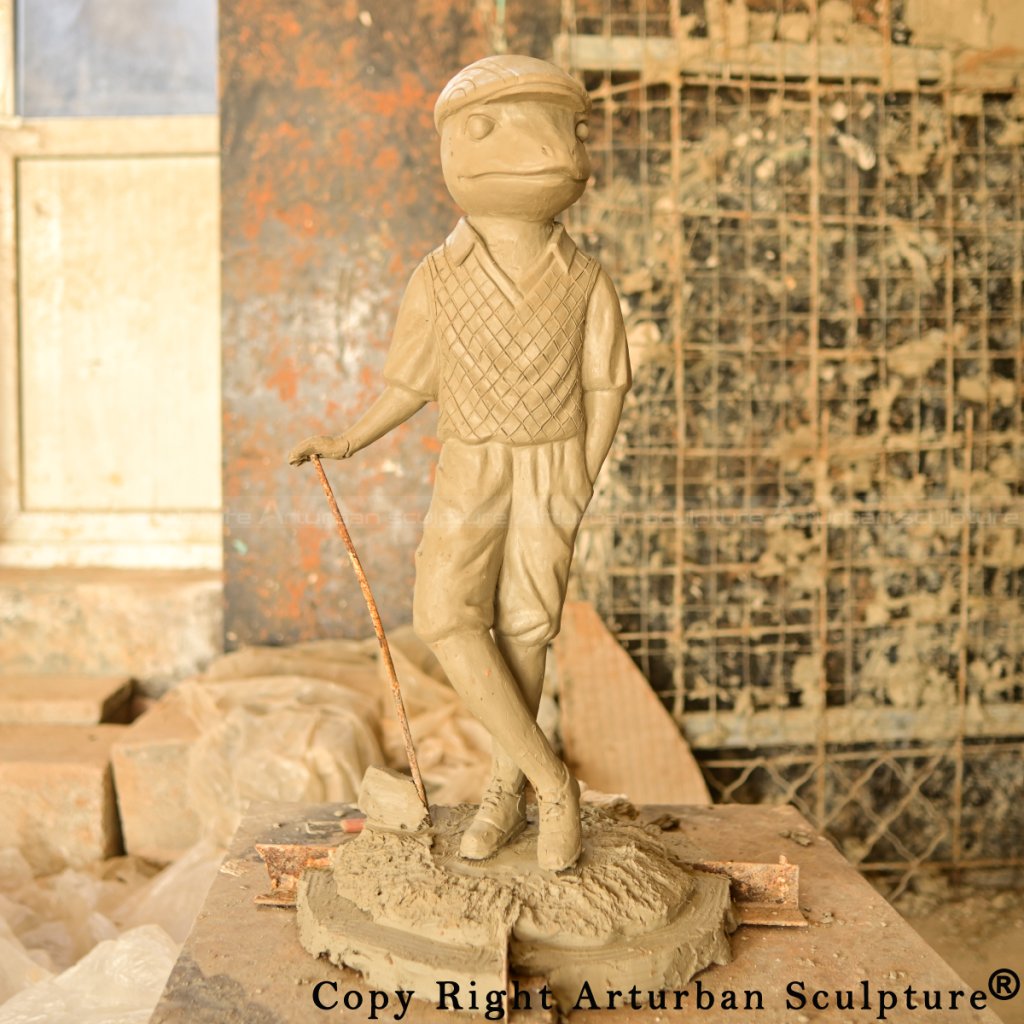 6-clay mold for golfer frog statue